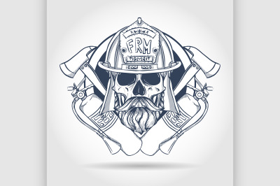 Sketch fireman skull