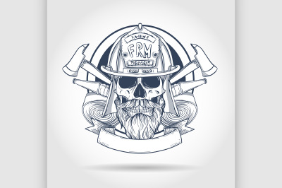 Sketch fireman skull