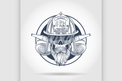 Sketch fireman skull