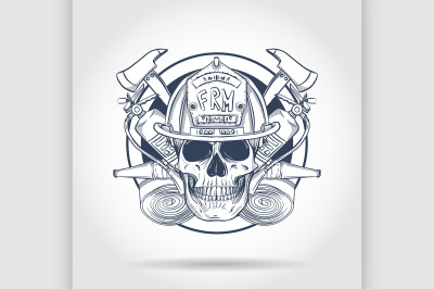 Sketch fireman skull