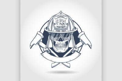 Sketch fireman skull