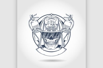 Sketch fireman skull