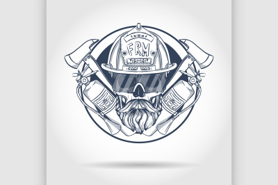 Sketch fireman skull