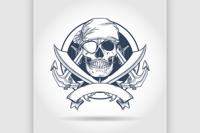 Sketch pirate skull