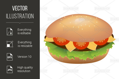 Hamburger with cheese and tomatoes