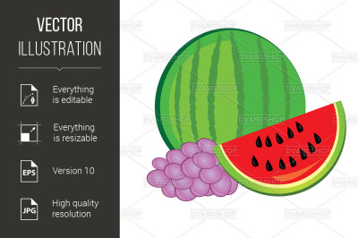 Watermelon and grapes