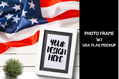 Photo Frame With USA Flag Mock up|2000x2000px
