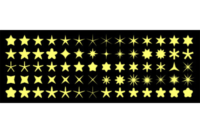 Star silhouette icons. Yellow ranking stars and favourite icon silhoue