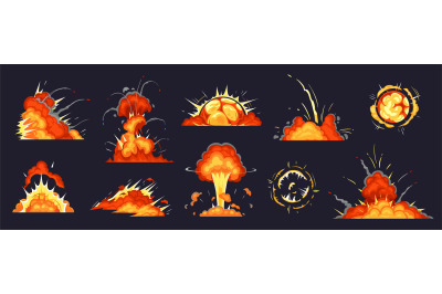 Cartoon bomb explosion. Dynamite explosions&2C; danger explosive bomb det