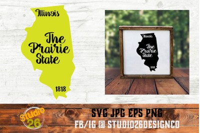 Illinois - State Nickname &amp; EST Year - 2 Files - SVG PNG EPS