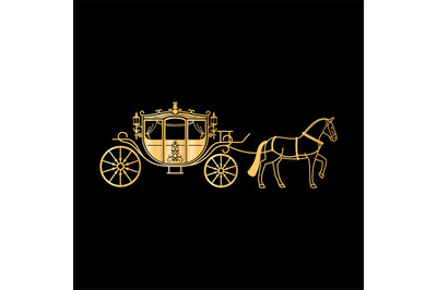 Carriage golden silhouette with horse