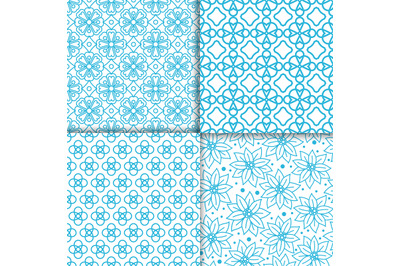 Simple floral blue color pattern set