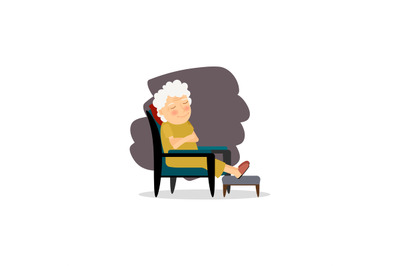 Grandmother sitting on the chair