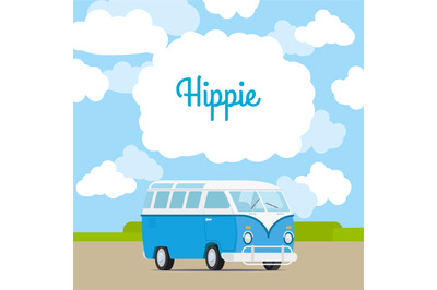 Hippie vintage mini van template