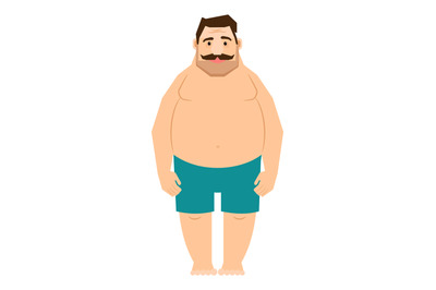 Single fat man cartoon illustration