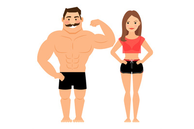 Man and woman muscular couple