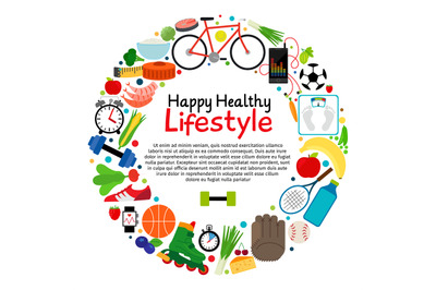 Healthy and active lifestyle vector card