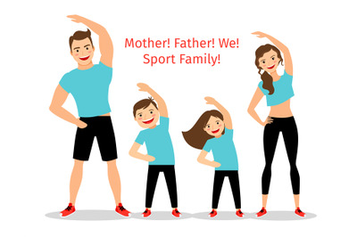 Active family vector illustration