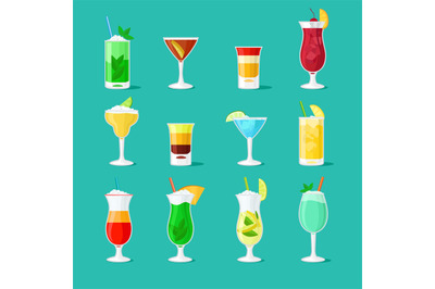 Cocktail vector flat icons