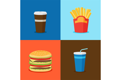 FastFood Junk Food Cartoon Icons