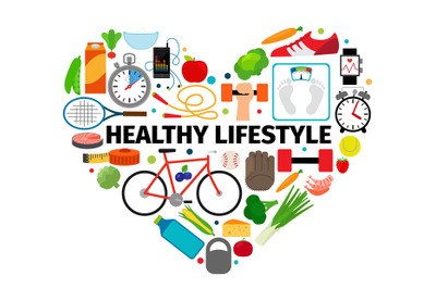 Healthy lifestyle heart emblem