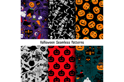 Different halloween pattern set