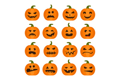 Halloweens pumpkin icons set