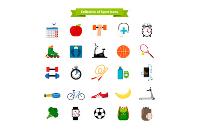 Healthy lifestyle flat icons