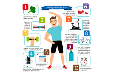 Healthy lifestyle for man infographics