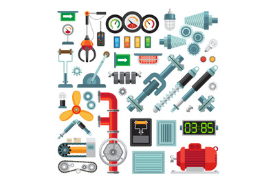 Machinery flat icons