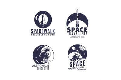 Space logo set in retro style