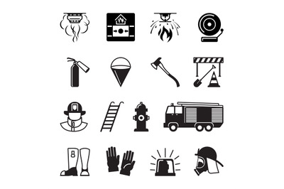 Firefighter black icons