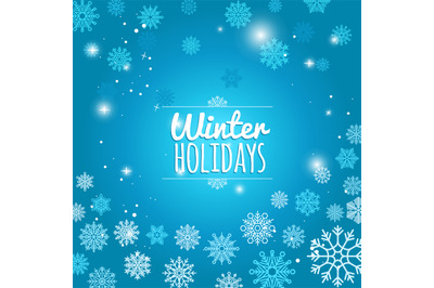 Winter holiday blue snowflakes background