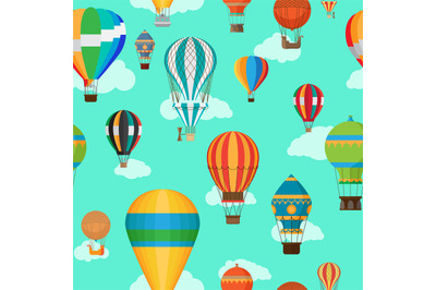 Vintage hot air balloons seamless pattern