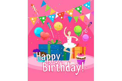 Happy birthday card template for girl