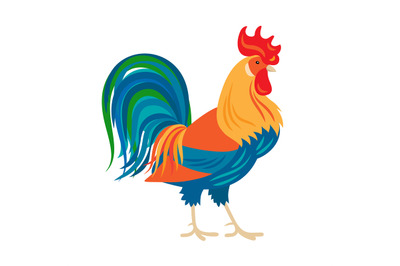 Stylized colorfull rooster icon