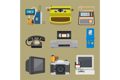 Retro gadgets icons