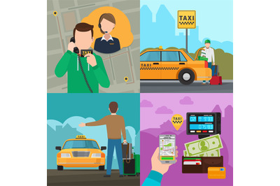 Taxi city transportation service concepts