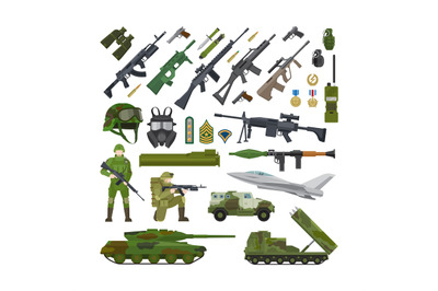 Military army flat icons