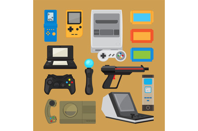 Vintage digital entertainment flat icons