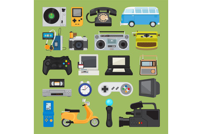 Hipster tech gadget icons