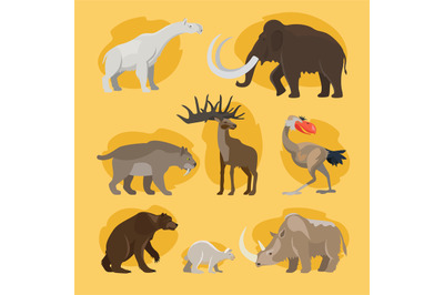 Prehistoric animals cartoon icons