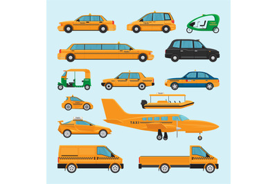 Taxi different types icons