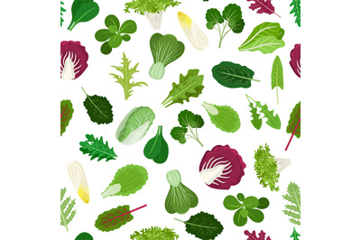 Salad vegetable leaves seamless pattern