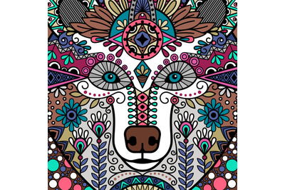 Bear colorful ornamental head