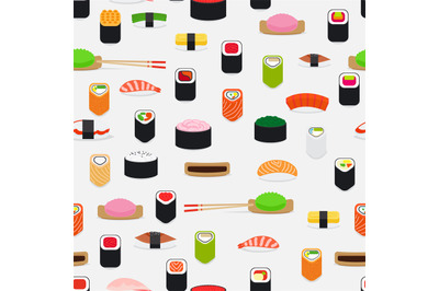 Sushi pattern with colorful flat elements