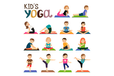 Kids yoga icons set