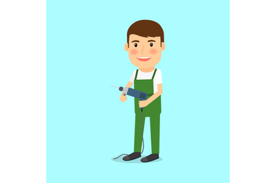 Repairman in cartoon style