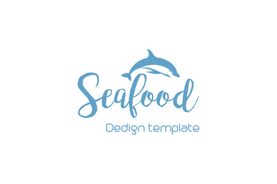 Seafood lettering design with dolphin