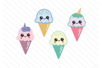 Ice cream cone svg , ice cream kawaii clipart